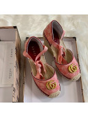 Gucci GG Canvas Lace-up Platform Espadrilles 621240 Pink 2020