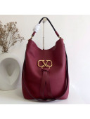 Valentino VRING Hobo Shoulder Bag Burgundy 2019