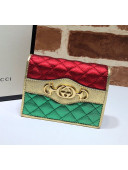 Gucci Laminated Leather Card Case 536353 Green/Red/Gold