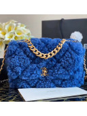 Chanel 19 Shearling Sheepskin Large Flap Bag AS1161 Royal Blue 2020