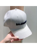 Balenciaga Logo Canvas Baseball Hat White 2021 06