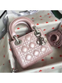 Dior Lady Dior Lambskin Mini 17cm Bag Pink/Silver