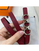 Hermes Mini Constance Reversible Leather Belt 13mm Burgundy 2021