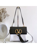 Valentino Small VRING Smooth Calfskin Shoulder Bag Black/White 2019