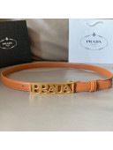 Prada Smooth Calfskin Belt with PRADA Buckle Brown 2021