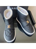 Chanel Soft Calfskin Ankle Short Boots with CC Buckle Dark Gray 2021  