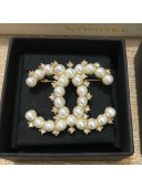 Chanel Pearl CC Brooch 28 White 2020