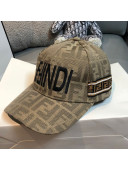 Fendi FF Canvas Baseball Hat with FF Band Beige 2021