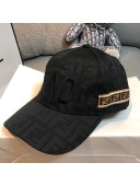 Fendi FF Canvas Baseball Hat with FF Band Black 2021