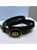 Dior Leather Belt 1.5cm with CD Round Buckle Black 2021