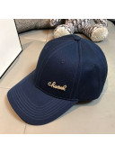 Chanel Canvas Baseball Hat with Crystal CHANEL Navy Blue 2021