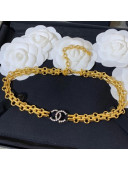 Chanel Crystal CC Chain Choker Necklace Gold 2020