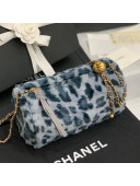 Chanel Leopard Print Small Bowling Bag with Metal Ball AS1899 Blue 2020