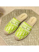 Dior Granville Espadrille Mules in Lime Green Oblique Embroidered Cotton 2021