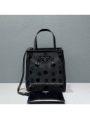 Prada Small Polka-dot Mesh Tote Bag 1BG417 Black 2021