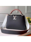 Louis Vuitton Taurillon & Braided Leather Capucines BB Top Handle Bag M56408 Black 2020