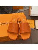 Louis Vuitton Revival Flat Slide Sandals in Monogram Embossed Calfskin Orange 2021