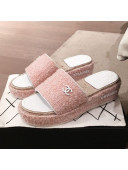 Chanel Tweed Platform Mule Slide Sandals Pink 2020