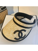 Chanel Wheat Straw Visor Hat Beige 2021