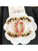 Chanel Stone CC Brooch A88429 Black/Pink 2020