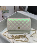 Chanel Quilted Iridescent Lambskin Wallet on Chain WOC White/Pink 2020