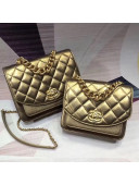 Chanel Quilted Metallic Calfskin Small/Medium Flap Bag AS0784 Yellow Gold 2019