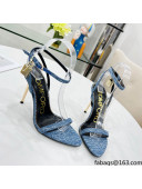 Tom Ford Denim Padlock Pointy Naked Sandals 105mm Heel Blue 2022 