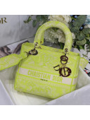 Dior Medium Lady D-Lite Bag in Lime Green Toile de Jouy Reverse Embroidery 2021 M8002