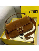 Fendi Medium Baguette Suede Shoulder Bag Brown 2019