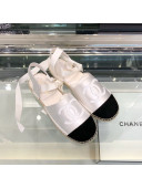 Chanel Fabric and Leather Slingback Lace-up Espadrilles Silver/Black 2019