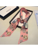 Gucci Silk Flora Print Bandeau Scarf Pink 2021