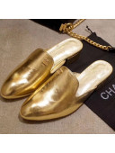 Chanel Flat Mules G34303 Gold 2019