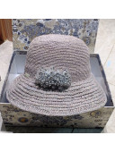 Dior Straw Bucket Hat with Crystal Charm Grey 2021