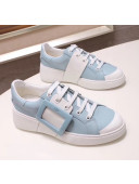 Roger Vivier Viv' Skate Calfskin Buckle Sneakers Light Blue/White 2019