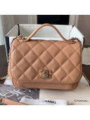 Chanel Quilted Grained Calfskin Mini Messenger Flap Top Handle Bag A93067 Caramel 2019