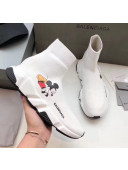 Balenciaga Mickey Knit Sock Speed Trainer Sneaker White 2020