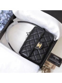 Chanel Classic Quilted Grained Calfskin Flap Bag Black 2020