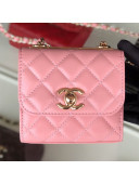 Chanel Quilted Lambskin Clutch with Chain A81633 Pink 2019 