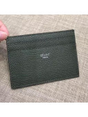 Celine Grained Leather Card Holder Deep Green 2018