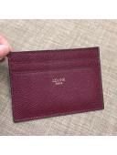 Celine Grained Leather Card Holder Burgundy 2018