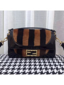 Fendi Baguette Striped Sheepskin Medium Shoulder Bag Black 2019