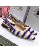 Dior J'Adior Slingback Ballerina Flat in Purple D-Stripes Embroidery 2021