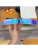 Louis Vuitton Men's Iridescent Belt 40mm with LV Buckle Silver Grey 2019