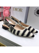 Dior J'Adior Slingback Ballerina Flat in Blue D-Stripes Embroidery 2021