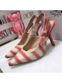 Dior J'Adior Slingback Pumps 9.5cm in Pink D-Stripes Embroidery 2021