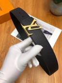 Louis Vuitton Grained Calfskin Reversible Belt 40mm Black/Gold 02 2019