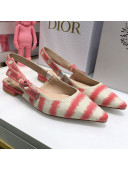 Dior J'Adior Slingback Ballerina Flat in Pink D-Stripes Embroidery 2021