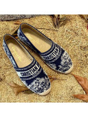 Dior Granville Flat Espadrilles in Deep Blue Toile de Jouy Reverse Embroidered Cotton 2021