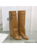 Givenchy Shark Lock Pant Boots in Smooth Box Calfskin Leather Brown 01 2021