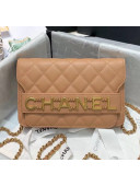 Chanel Calfskin Wallet on Chain With Logo Chain AP1234 Beige 2020